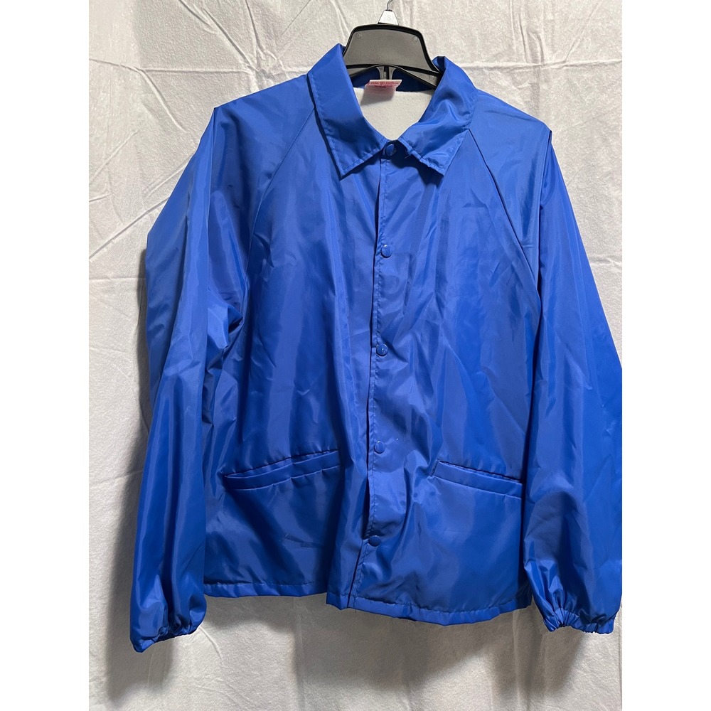 VTG Cardinal Windbreaker Jacket Fleece Lined Snap Front Blue Mens Size L USA